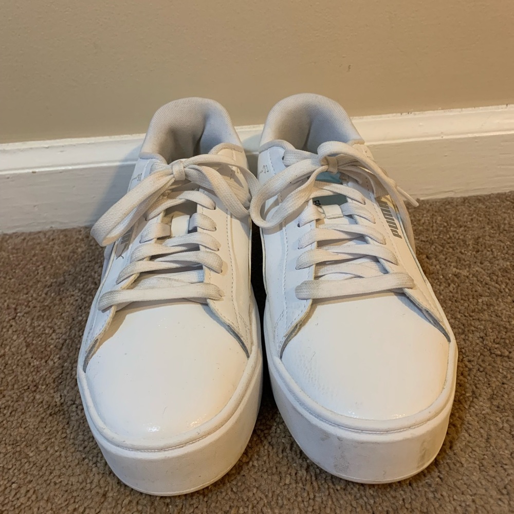 Puma White Platform Sneakers Women’s Size 8 - Picture 2 of 10